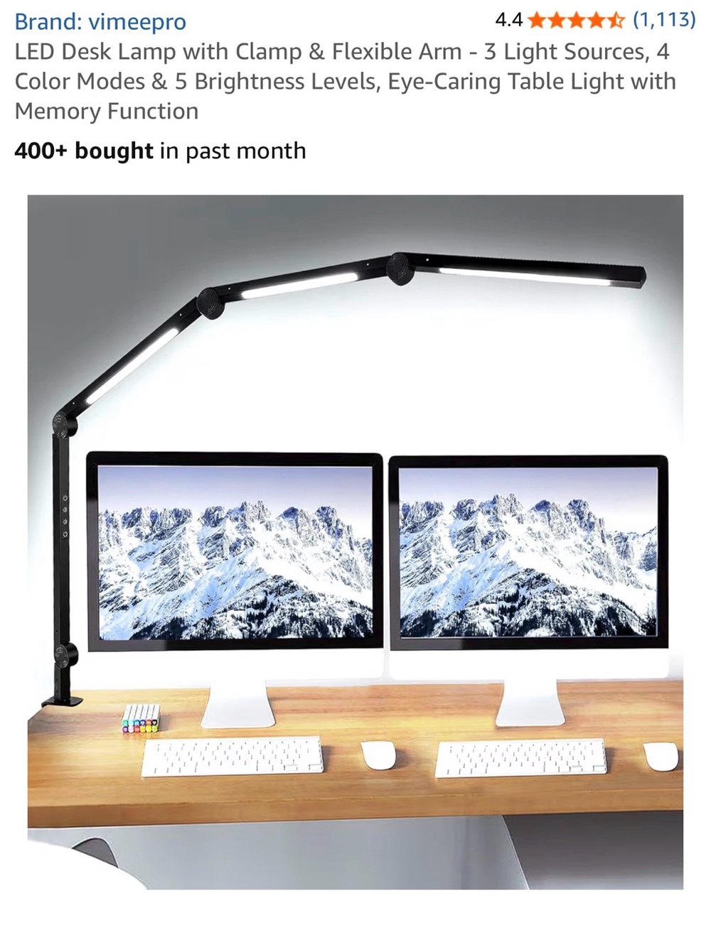 Vimeepro LED Clamp Desk Lamp - Black